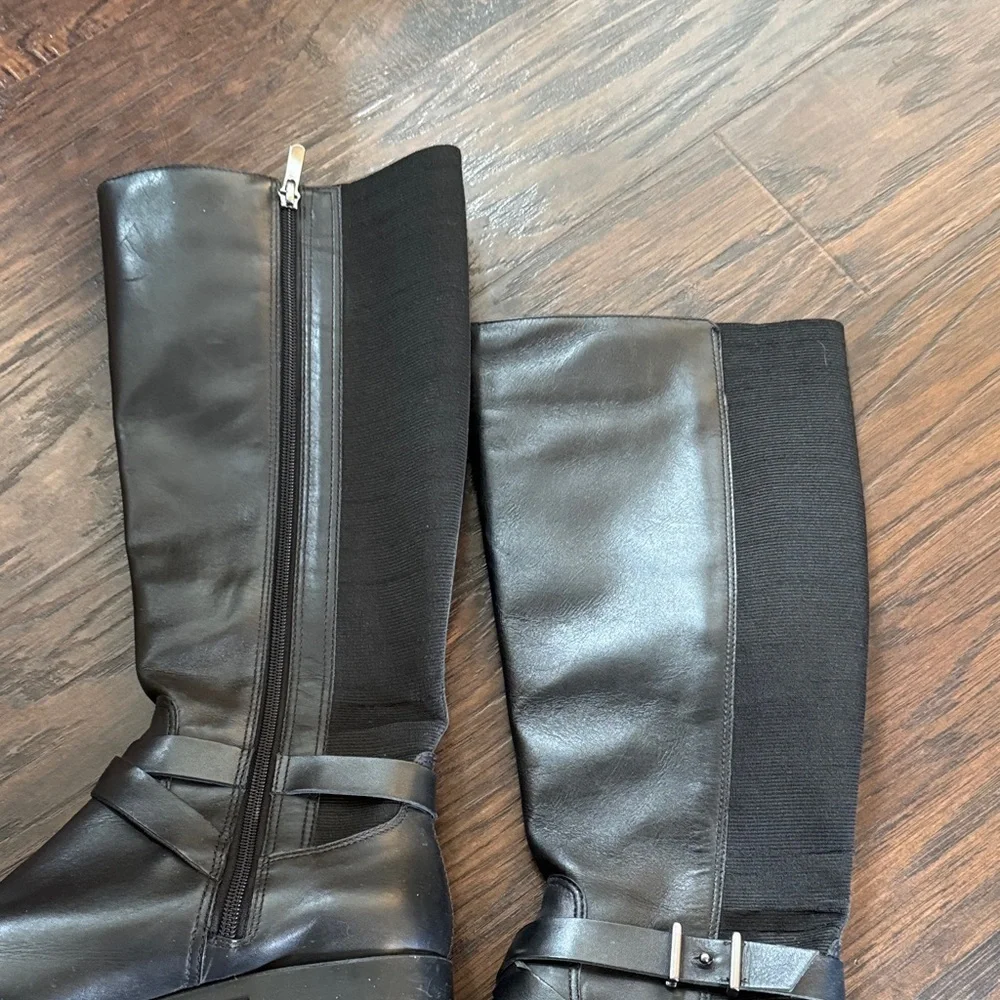 Andre Assous Waterproof Genuine Leather Black Over the Knee Boots, Sz 40